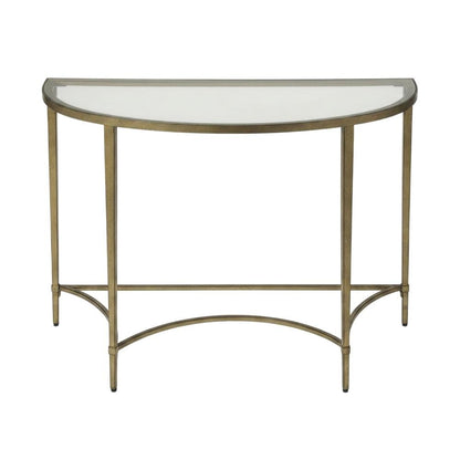 Demilune Console Table with Glass Top, Modern Contemporary Entryway Accent Table
