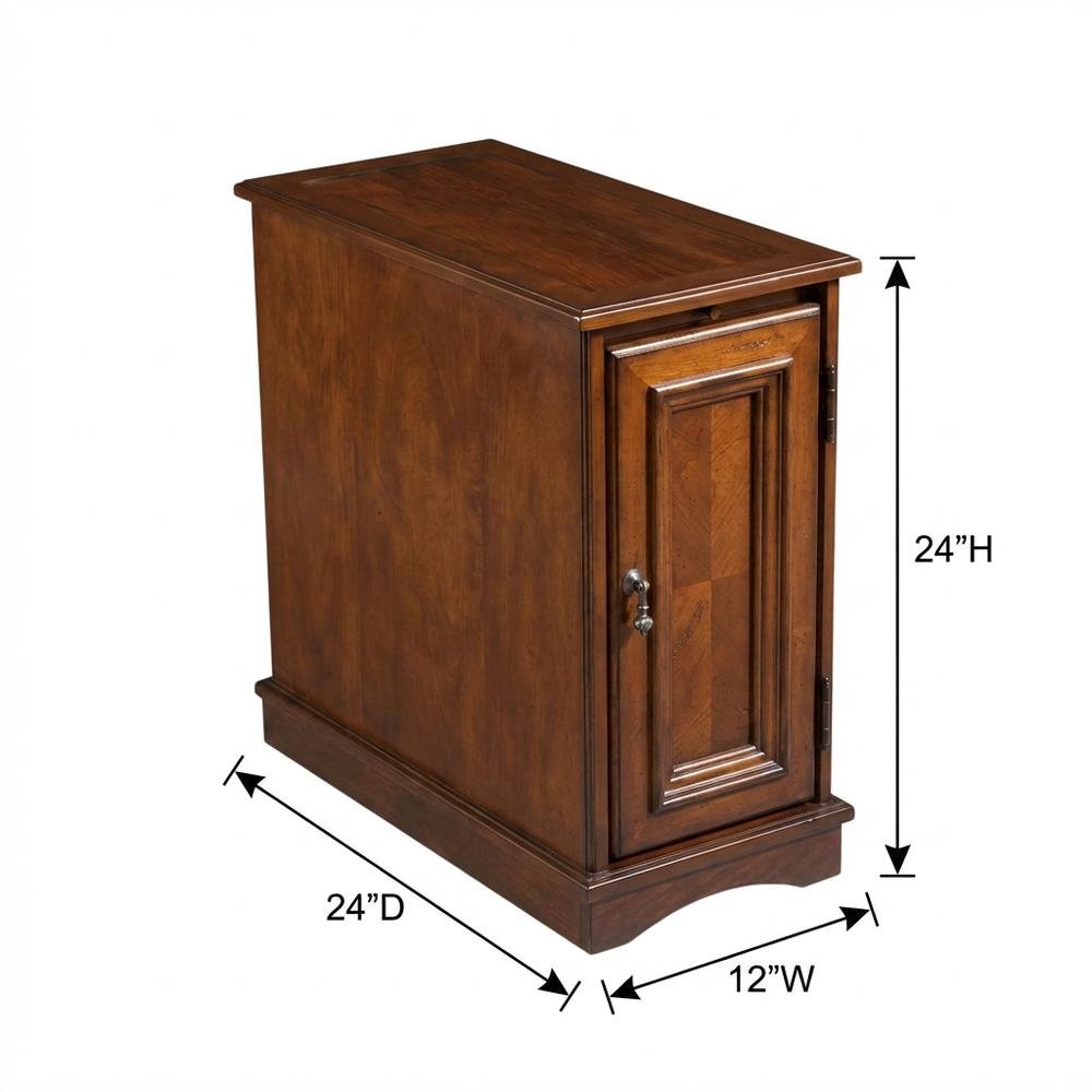 Transitional Chairside Chest with Storage, Accent Cabinet, Cherry