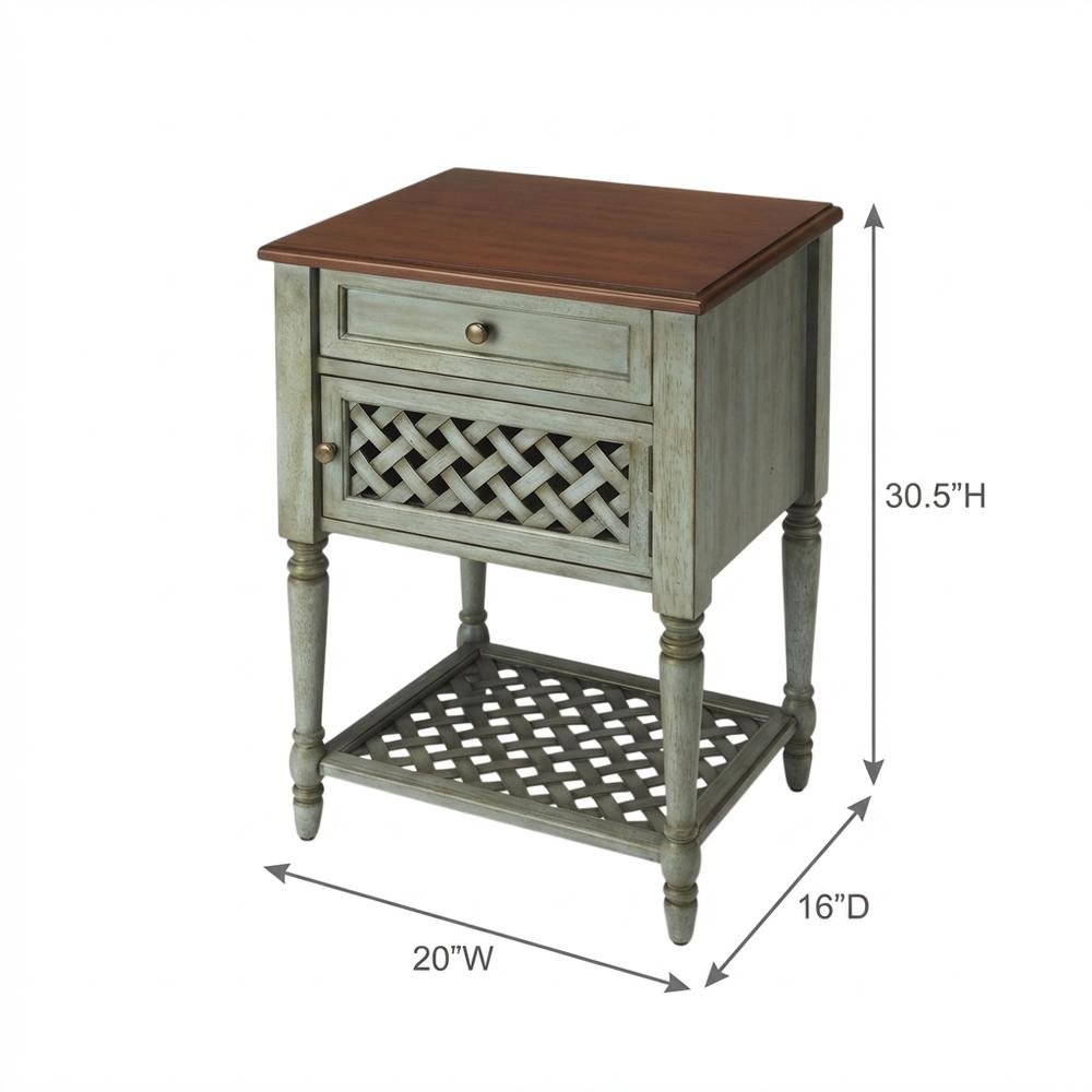 Rustic Nightstand with Drawer, Traditional Wood Side Table for Bedroom