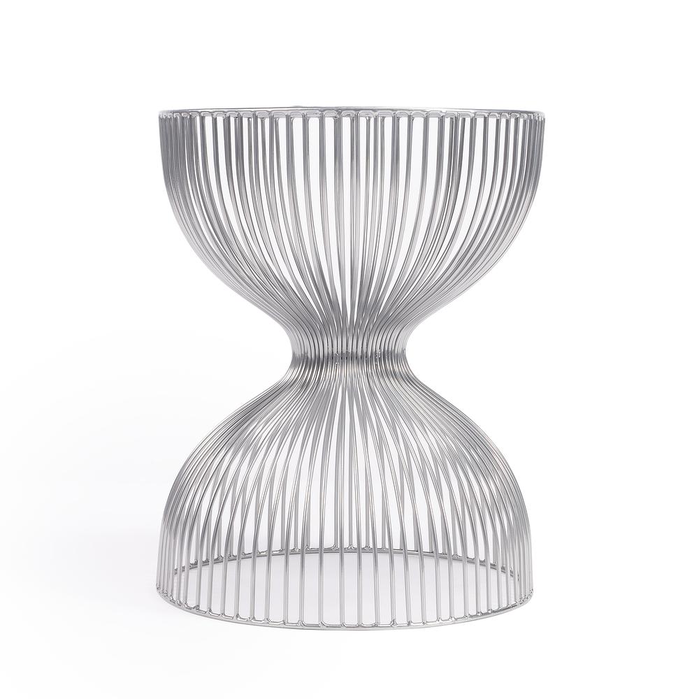 Nicholas Silver Meatl Side Table, Silver