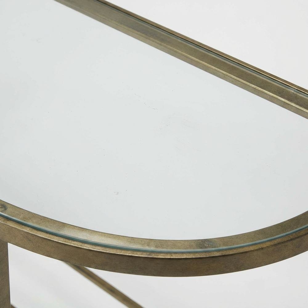 Demilune Console Table with Glass Top, Modern Contemporary Entryway Accent Table