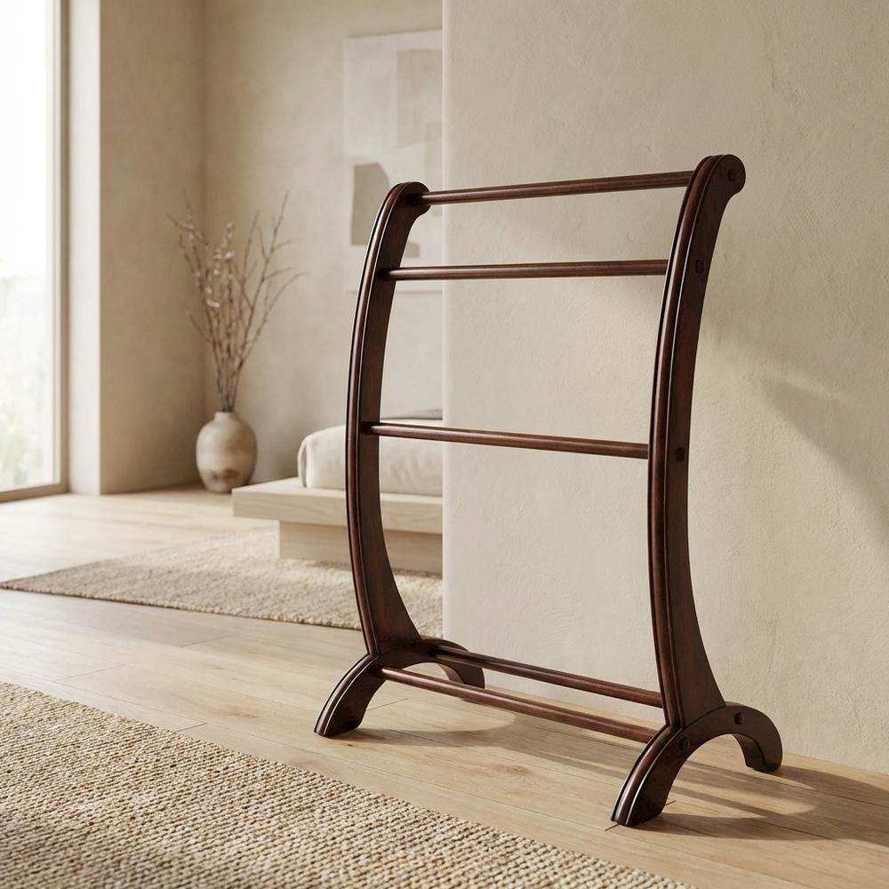 Wooden Blanket Stand, Transitional Quilt Rack for Bedroom and Living Room