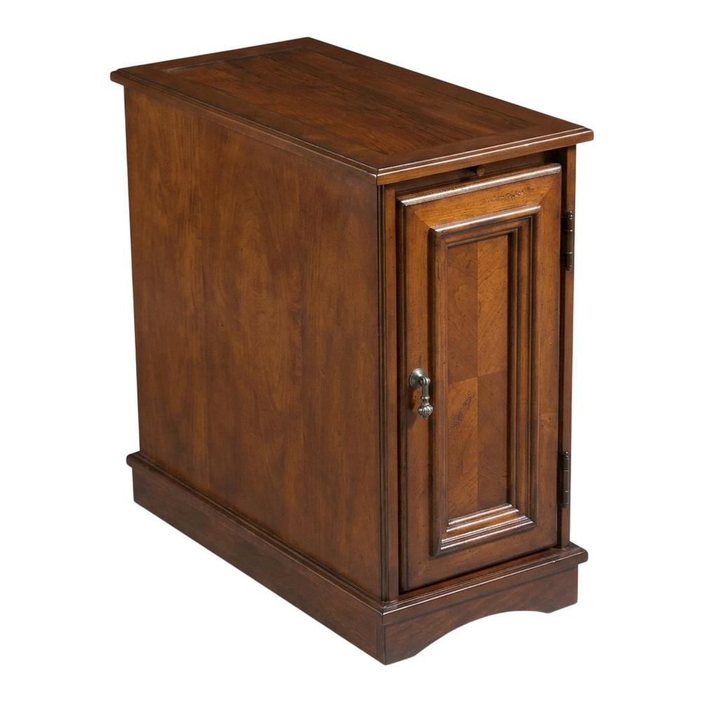 Transitional Chairside Chest with Storage, Accent Cabinet, Cherry
