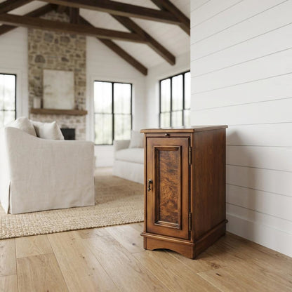 Traditional Chairside Chest, Distressed Accent Cabinet, Olive Ash