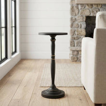 Round Metal End Table, Distressed Traditional Side Table for Living Room