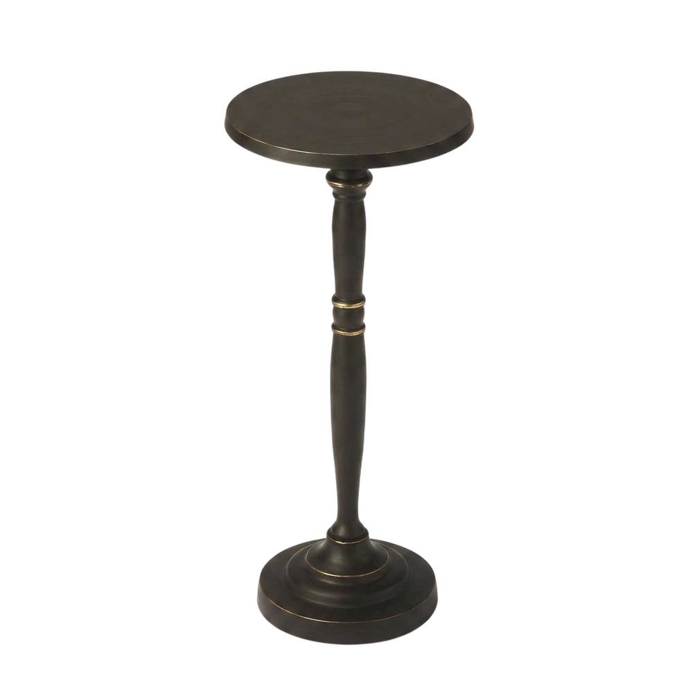 Round Metal End Table, Distressed Traditional Side Table for Living Room