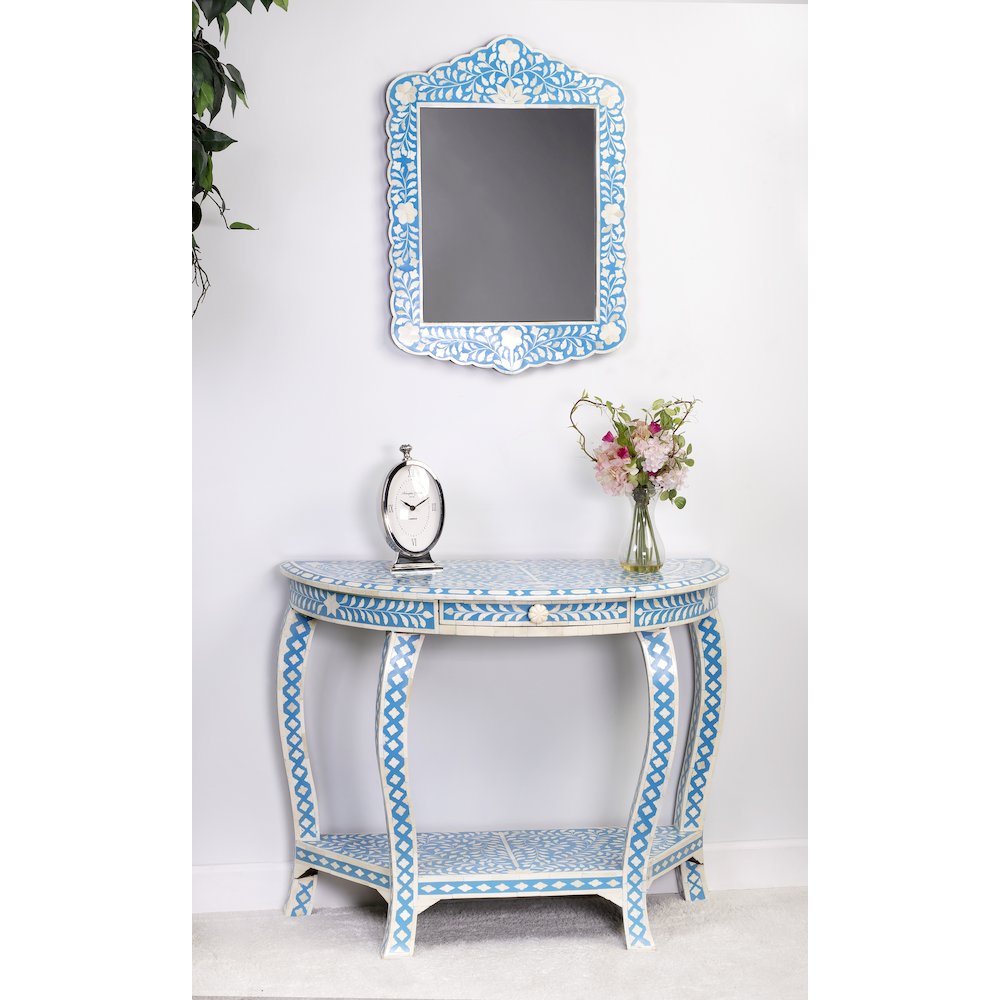 Vivienne Bone Inlay Wall Mirrored, Sky Blue
