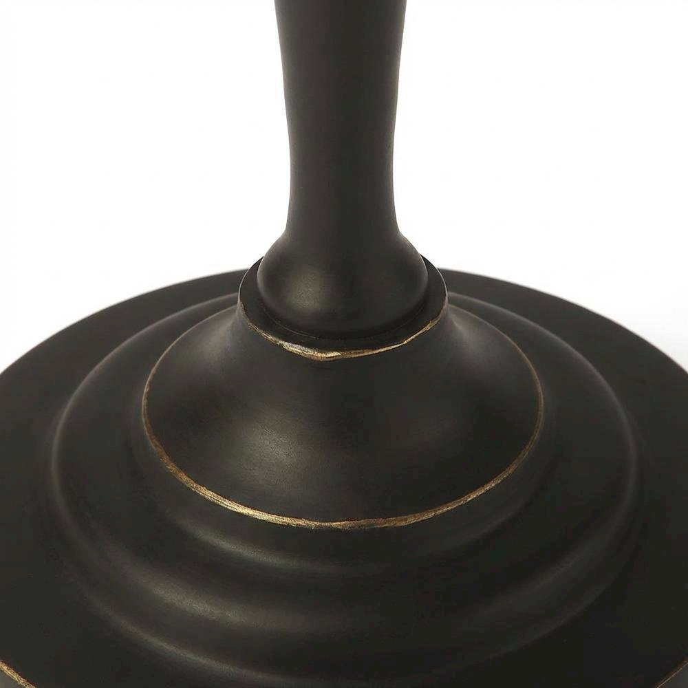 Round Metal End Table, Distressed Traditional Side Table for Living Room