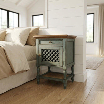Rustic Nightstand with Drawer, Traditional Wood Side Table for Bedroom