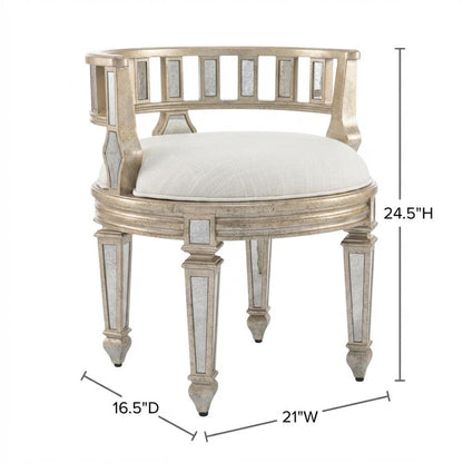 Mirrored Vanity Stool, Modern Oval Accent Seat for Bedroom Dressing Table
