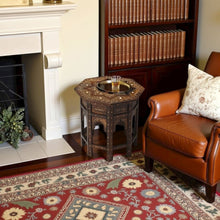 Vintage Side Table in Brown – Antique Side Table with Bone Inlay Design