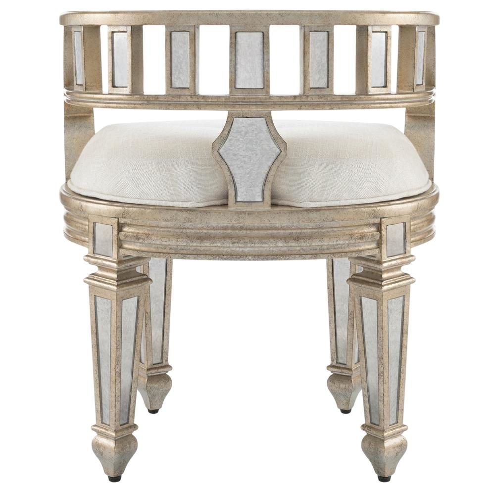 Mirrored Vanity Stool, Modern Oval Accent Seat for Bedroom Dressing Table