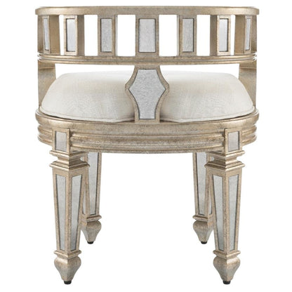 Mirrored Vanity Stool, Modern Oval Accent Seat for Bedroom Dressing Table
