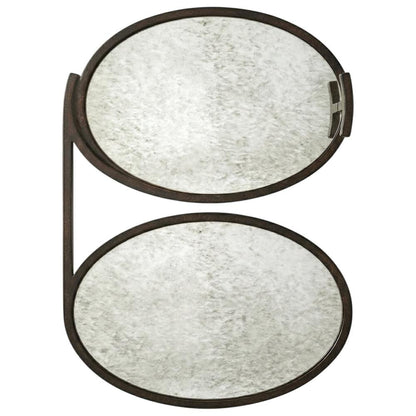 Oval Mirror Top Metal Side Table, Modern Accent End Table for Living Room