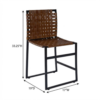 Industrial Leather Side Chair with Sled Base, Accent Chair for Dining Room