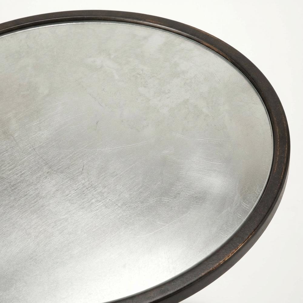 Oval Mirror Top Metal Side Table, Modern Accent End Table for Living Room