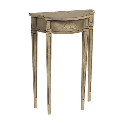 Solid Wood Demilune Console Table with Distressed Finish and Mortise Joinery