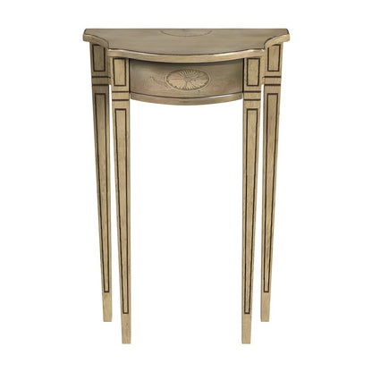 Solid Wood Demilune Console Table with Distressed Finish and Mortise Joinery