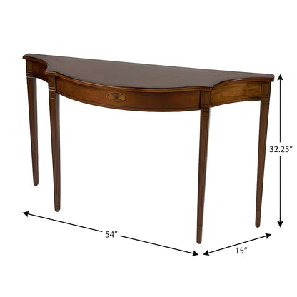 Rubberwood Demilune Console Table with Distressed Finish for Entryway