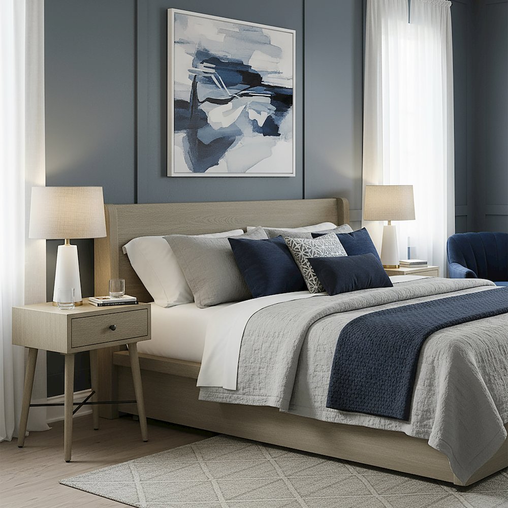 Delridge Nightstand, Gray, Tan/Beige