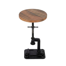 Industrial Adjustable Round Side Table, End Table for Living Room Bedroom