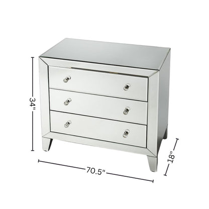 Silver Mirrored Dresser – Mirror Dresser for Bedroom with 3 Drawers