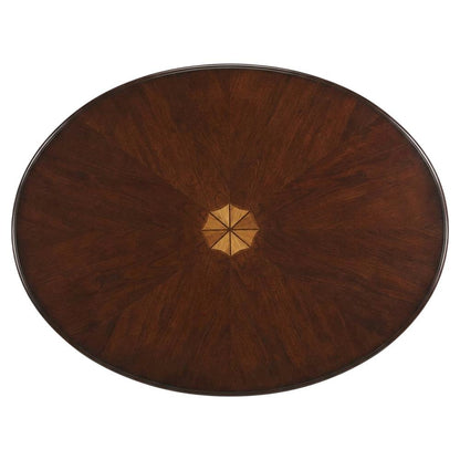 Oval Wood Cocktail Coffee Table, Traditional Accent Table for Living Room,Cherry