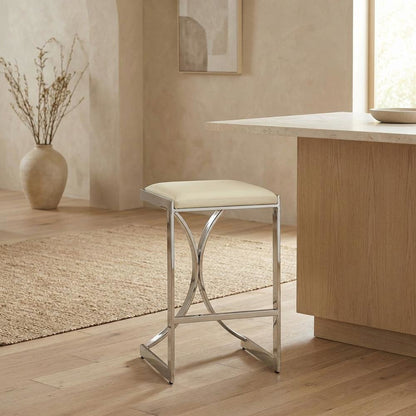 Pedestal Counter Stool with Footrest, Modern Contemporary Dining Room Chair