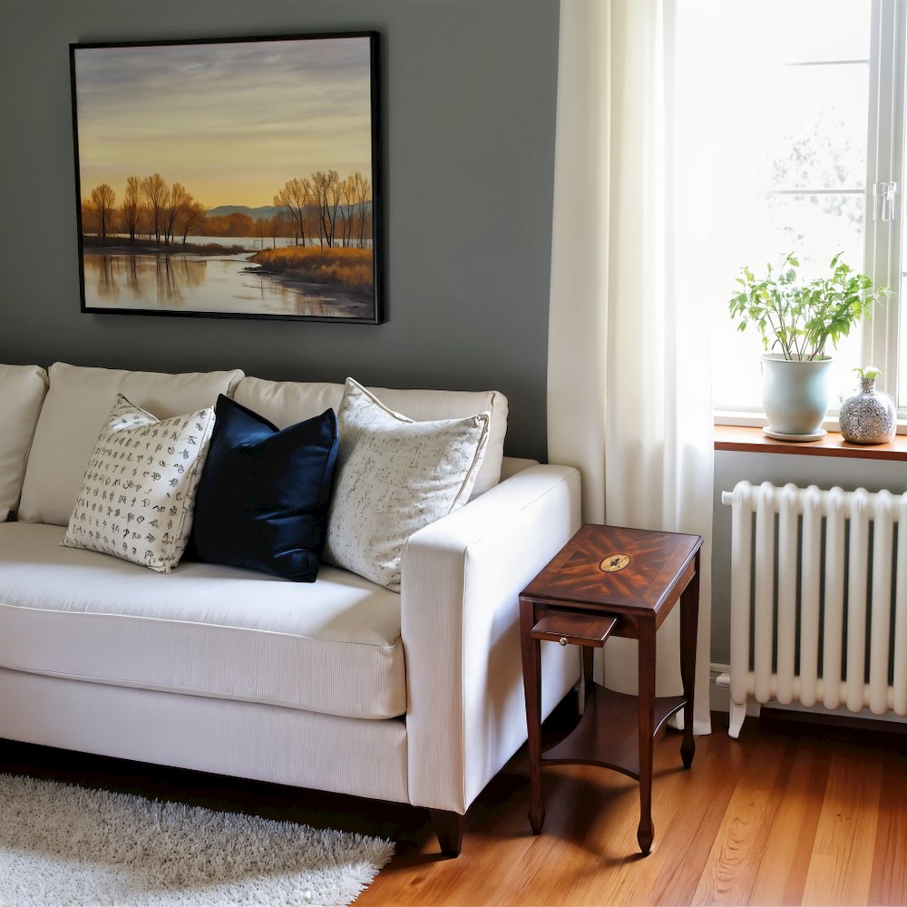 Dark Brown Narrow End Table with Drawers for Living Room