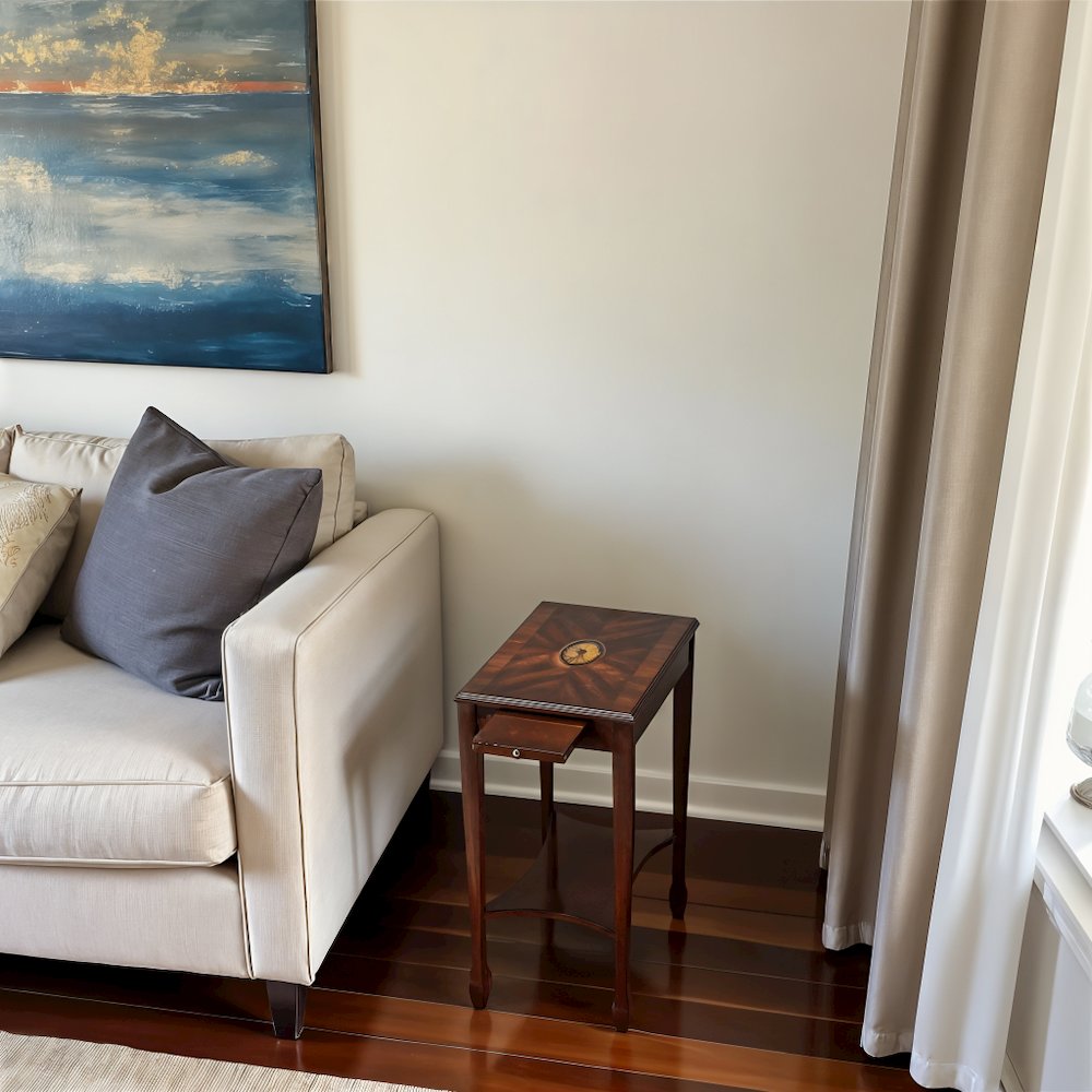 Dark Brown Narrow End Table with Drawers for Living Room