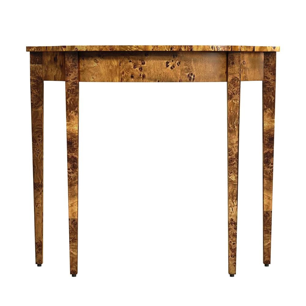Medium Brown Half Moon Console Table for Entryway and Living Room Decor
