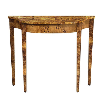 Medium Brown Half Moon Console Table for Entryway and Living Room Decor