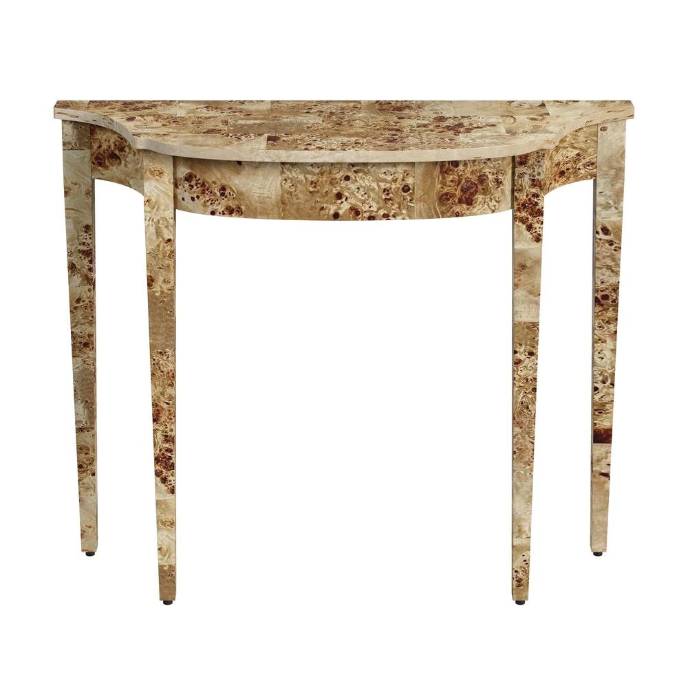 Light Brown Half Moon Console Table - Narrow Entryway and Sofa Table