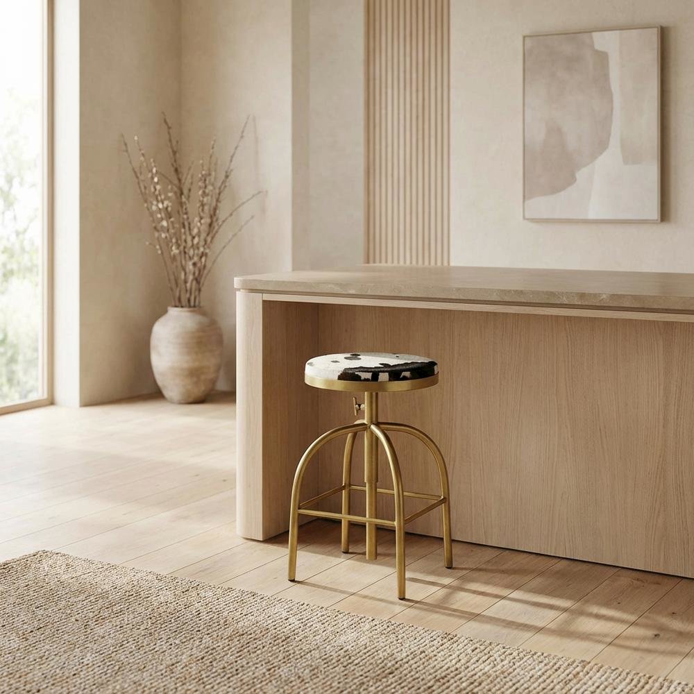 Swivel Adjustable Counter Stool, Industrial Round Bar Stool for Kitchen