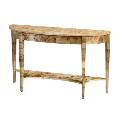 Light Brown Half Moon Sofa Table for Living Room or Narrow Entryway