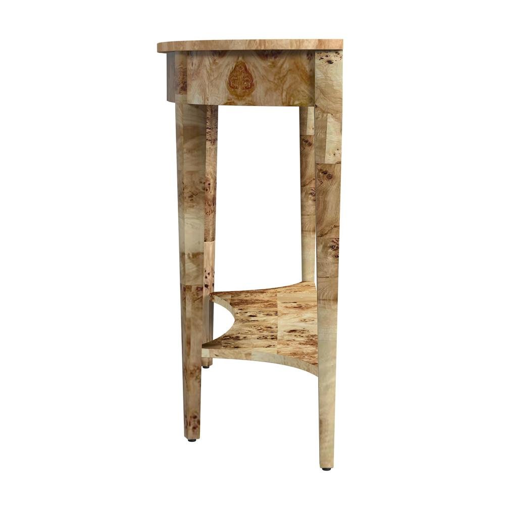 Light Brown Half Moon Sofa Table for Living Room or Narrow Entryway