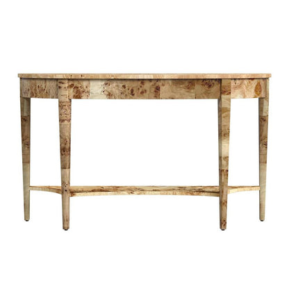 Light Brown Half Moon Sofa Table for Living Room or Narrow Entryway