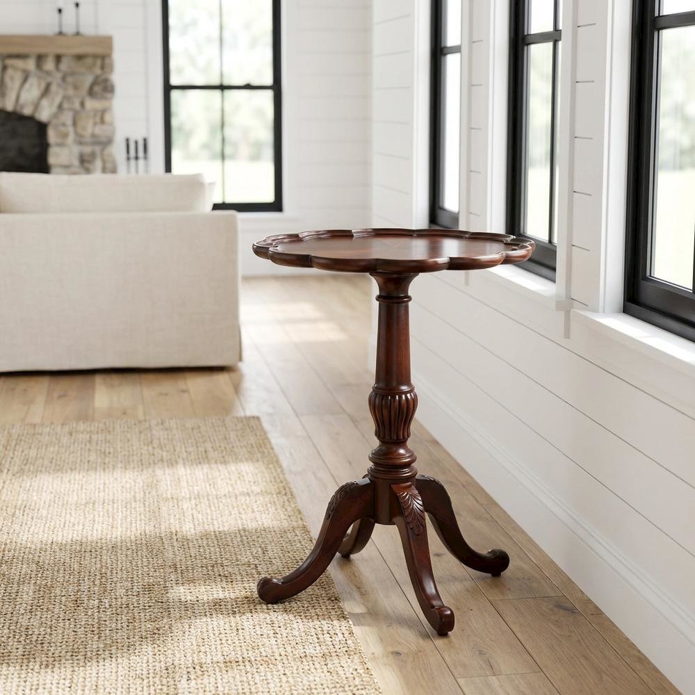 Round Pedestal Side Table, Traditional End Table, Cherry