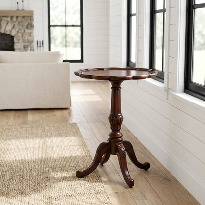 Round Pedestal Side Table, Traditional End Table, Cherry