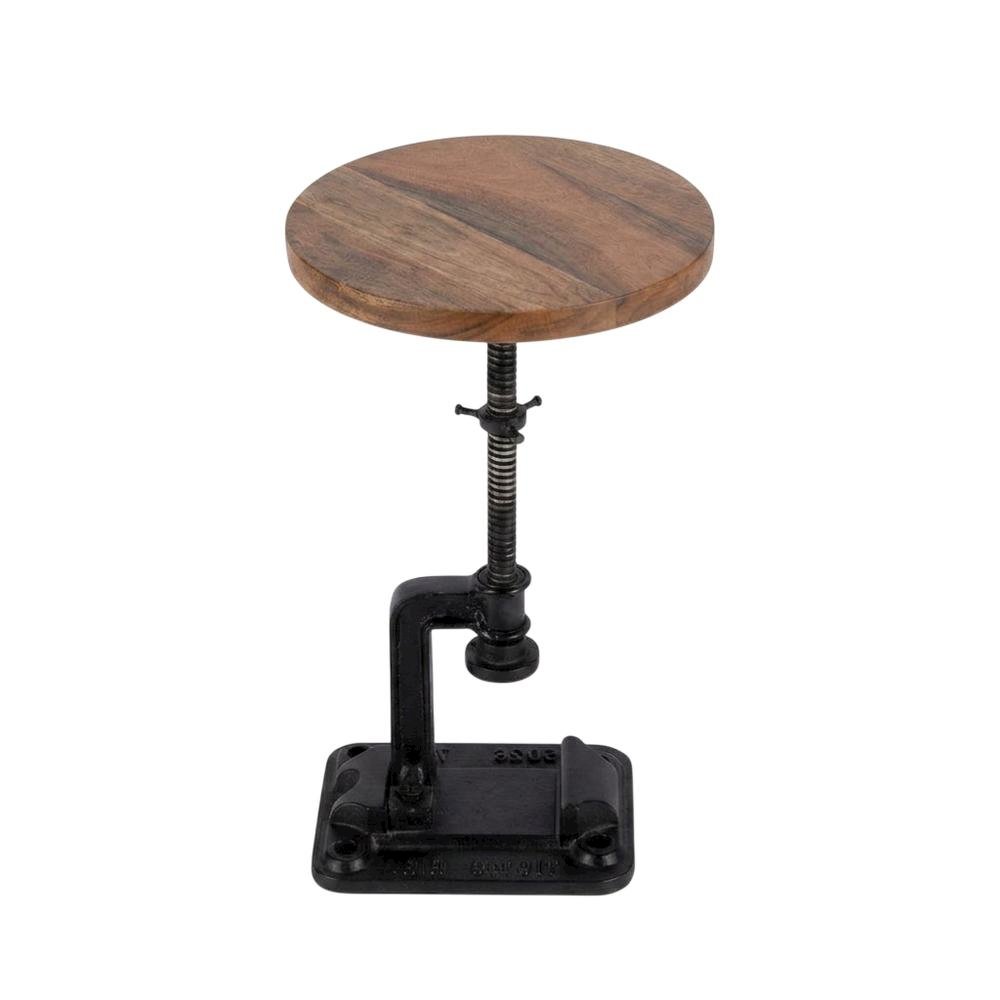 Industrial Adjustable Round Side Table, End Table for Living Room Bedroom