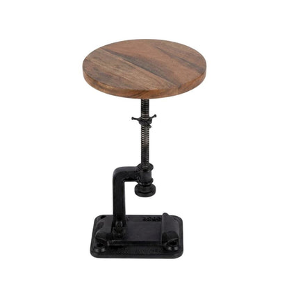 Industrial Adjustable Round Side Table, End Table for Living Room Bedroom