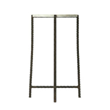 Round Side Table with Metal Base, Transitional End Table for Living Room