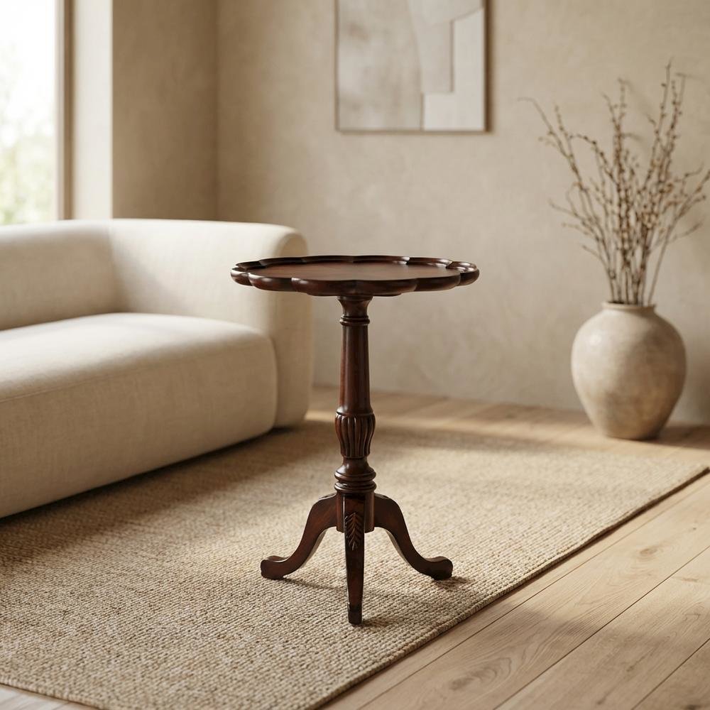 Round Pedestal Side Table, Traditional End Table, Cherry