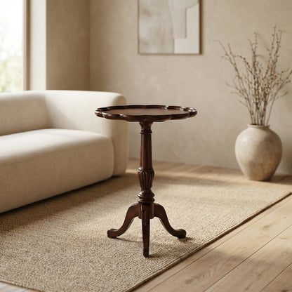 Round Pedestal Side Table, Traditional End Table, Cherry
