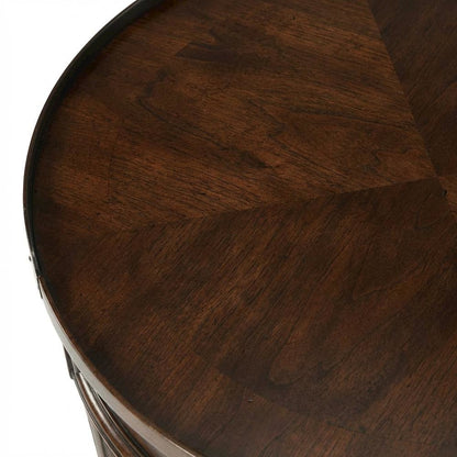 Round Side Table with Drawer, Transitional Accent End Table, Cherry