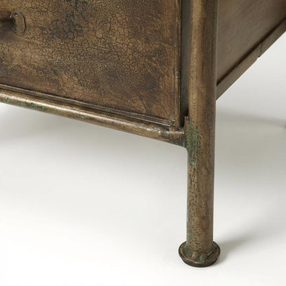 Industrial Side Table with Drawer, Distressed Accent Table for Living Room