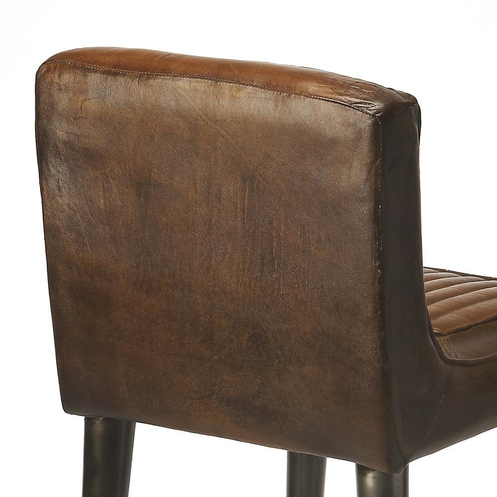 Brown Leather Bar Stool – Bar Height Stool for Kitchen Island Seating