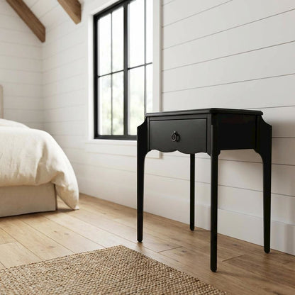 1-Drawer Nightstand with Distressed Finish, Transitional Bedside Table