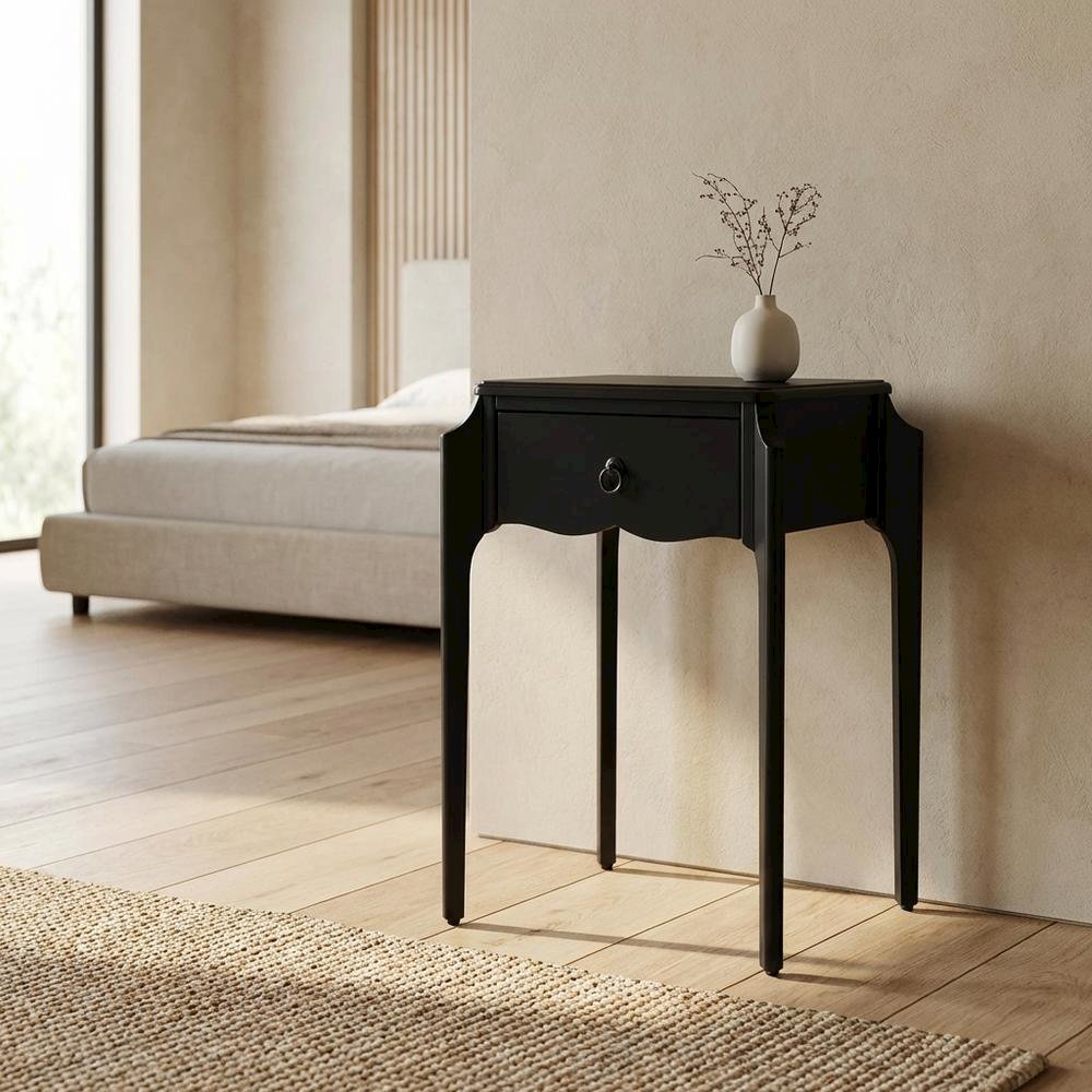 1-Drawer Nightstand with Distressed Finish, Transitional Bedside Table