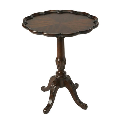 Round Pedestal Side Table, Traditional End Table, Cherry